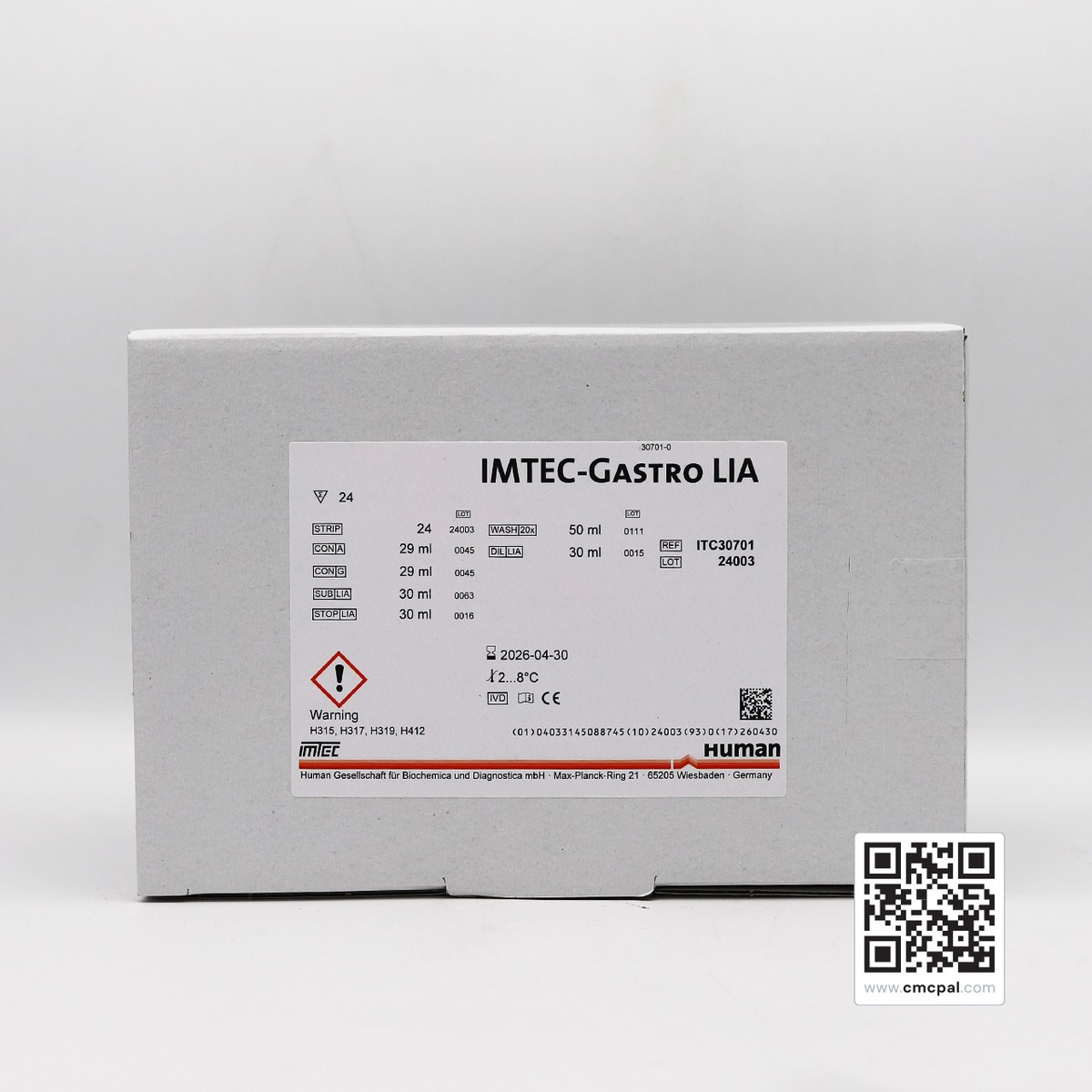 IMTEC Gastro-LIA, 24 pruebas